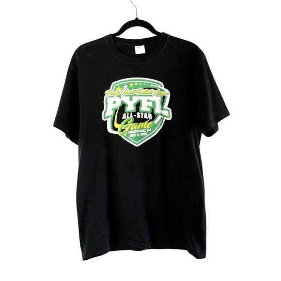 PORT & COMPANY- MENS BLACK FRONT GRAPHIC SHORT SLEEVE COTTON T-SHIRT SIZE MEDIUM - Picture 1 of 6